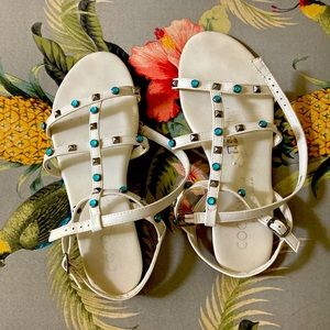 3/$18🇺🇸. White Sandals with Turquoise Sets